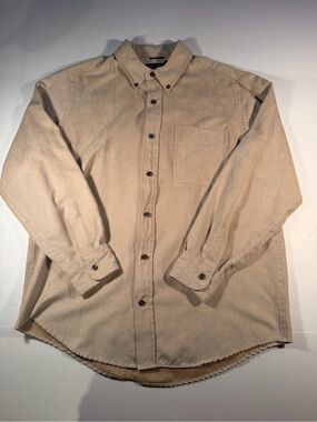 Consensus Faux Suede Men's Casual Button-Down Shirt in Beige M